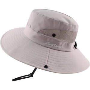 Unisex Gray-b 100% Polyester Wide Brim Mesh Vent Chin Strap Classic Cowboy Hat